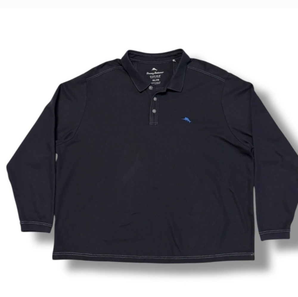 TOMMY BAHAMA Big & Tall Emfielder Long Sleeve Polo Black